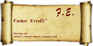 Fedor Ernő névjegykártya
